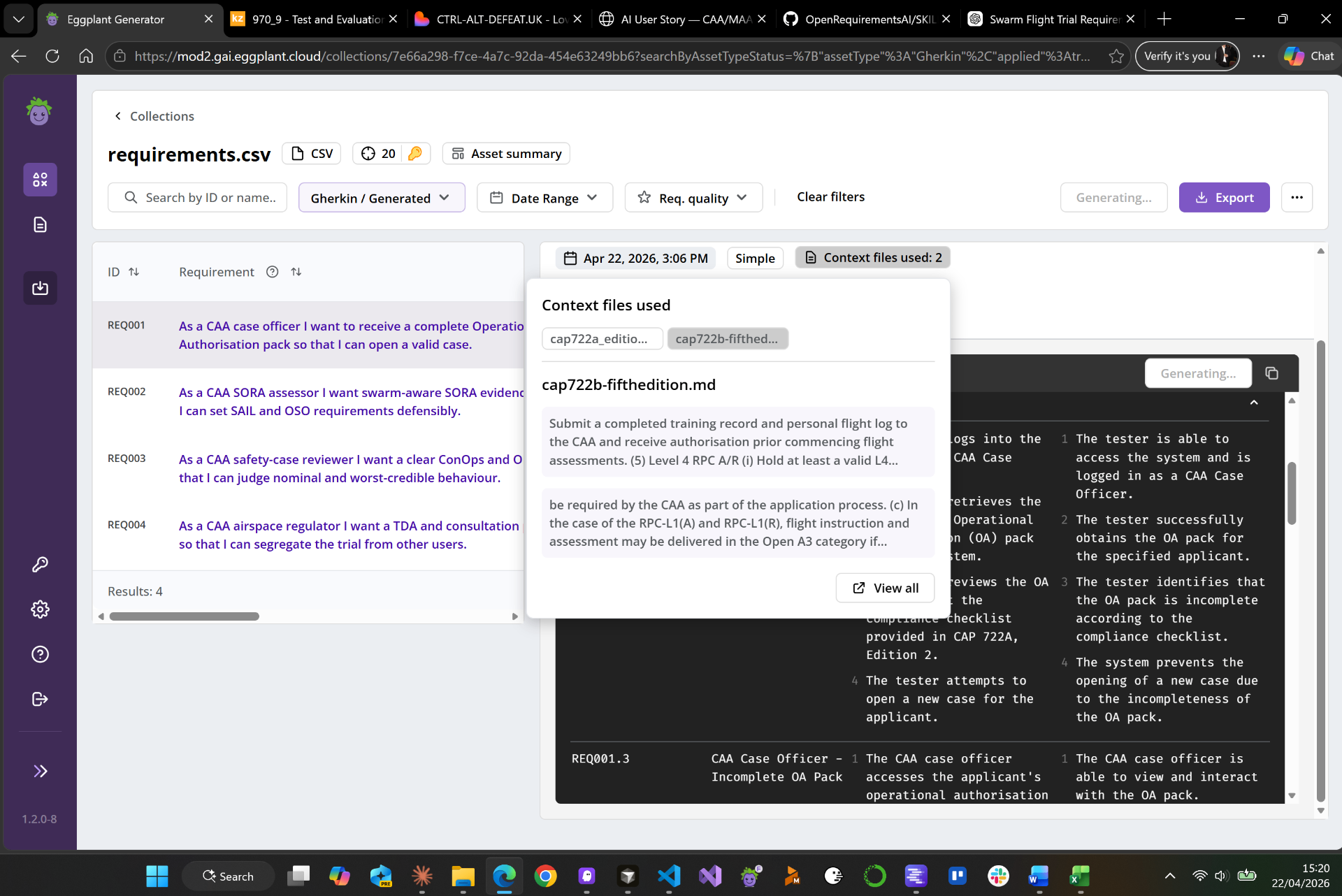 Eggplant Generator — Gherkin from CAP 722
